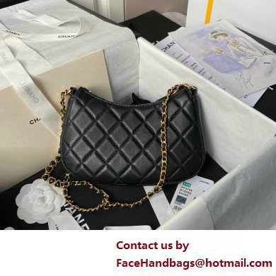 Chanel Shiny Crumpled Calfskin, Resin  &  Gold-Tone Metal Clutch with Chain Bag AP3786 Black 2025